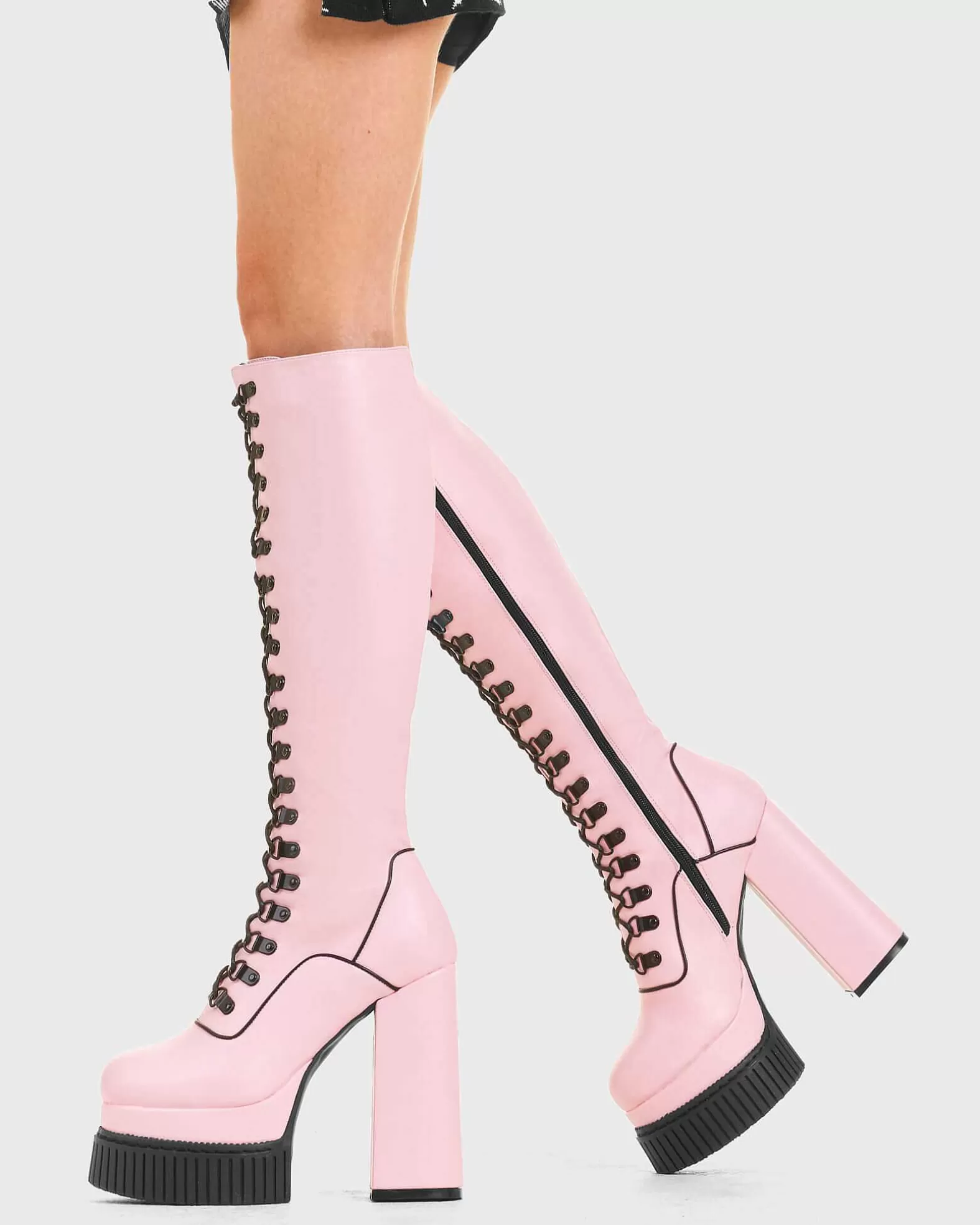 Lamoda Knee High>Hidden Agenda Creeper Platform Knee High Boots