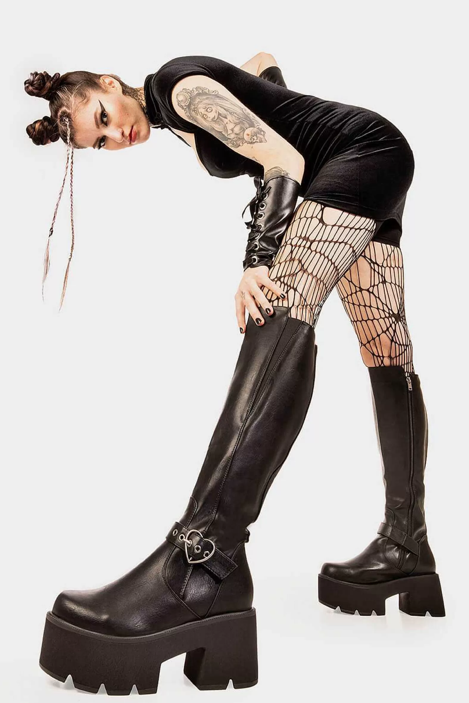 Lamoda Knee High>Letter To My Lover Chunky Platform Knee High Boots