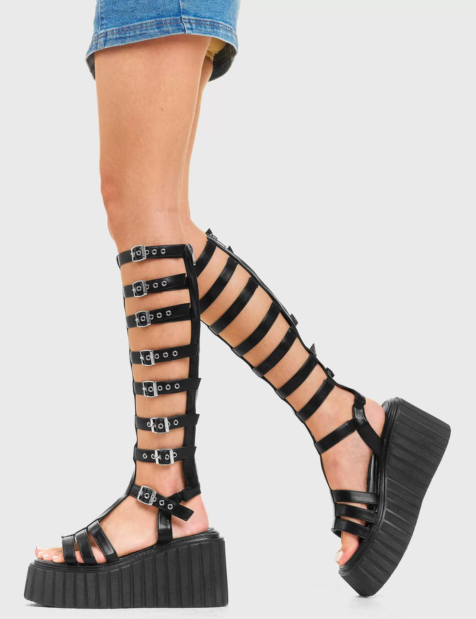 Lamoda Knee High>Tell Me Why Chunky Platform Creeper Knee High Boots